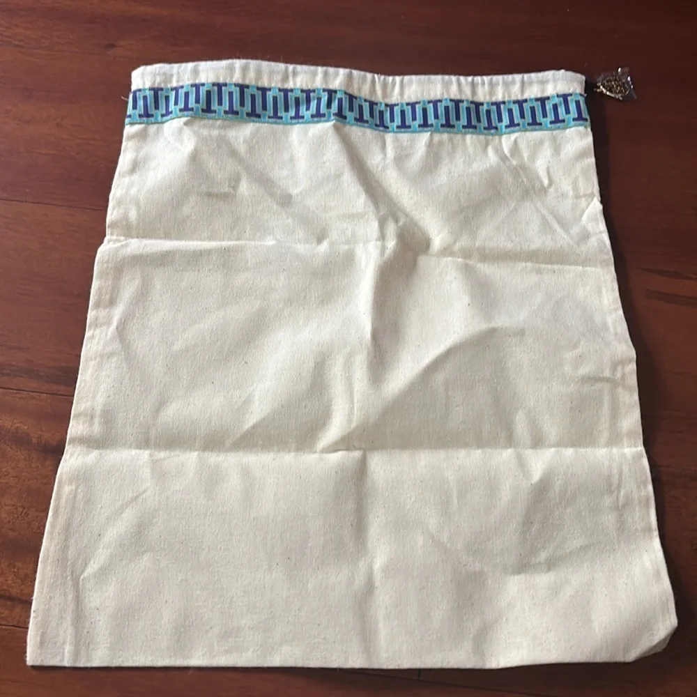 Tory Burch Cream and Blue Accessory Dust Bag for shoes or small purse
